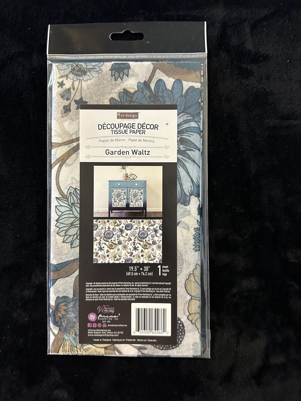 New Sealed Re-Design W/Prima Garden Waltz Decoupage Decor Tissue Paper 19.5”x30"